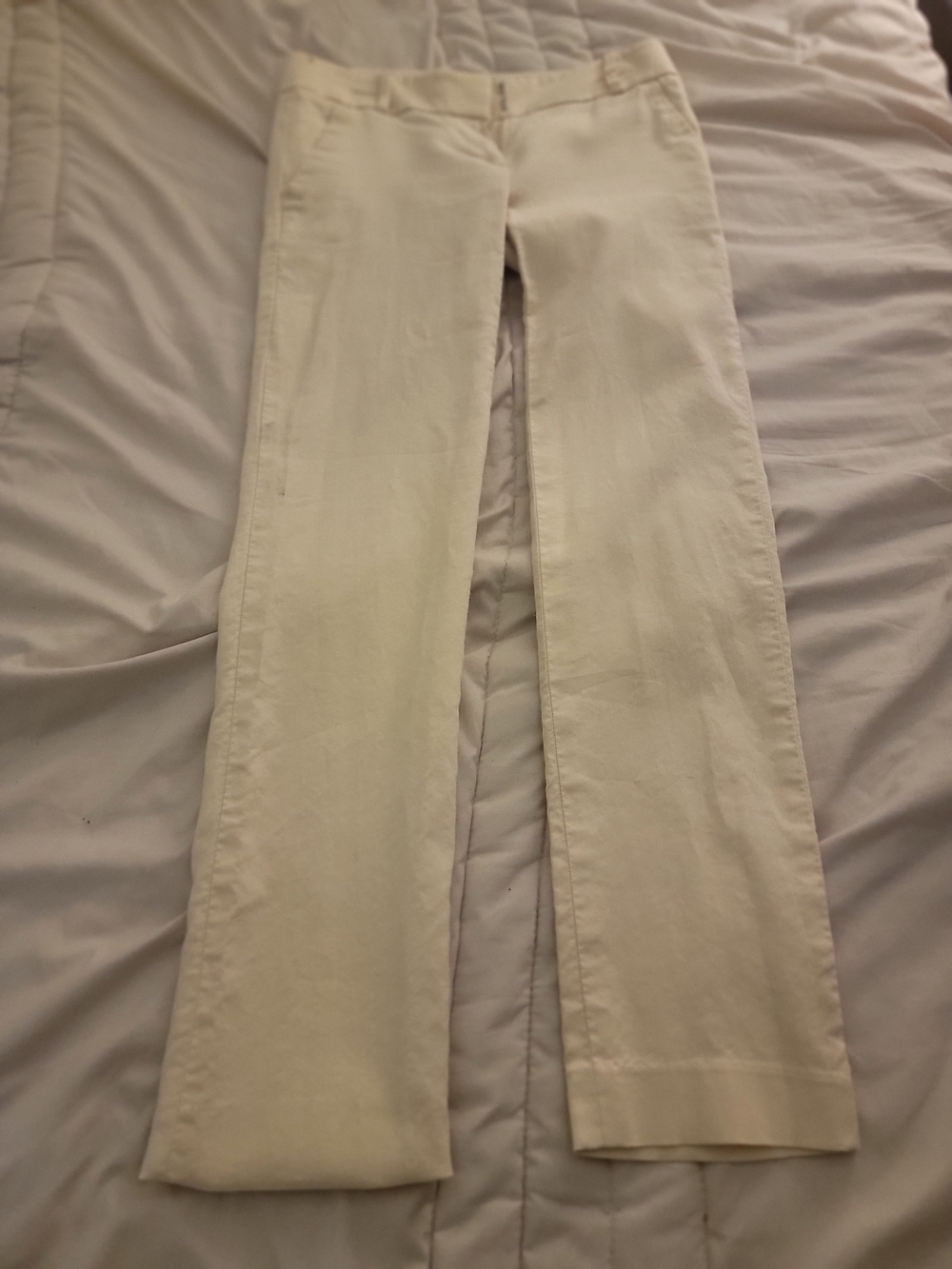 LOFT Cream Straight-Leg Dress Pants